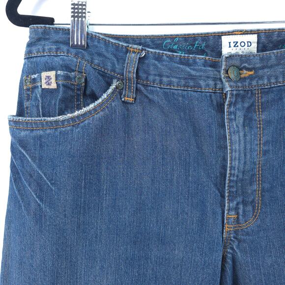 Izod Comfort Country Prep Ranch Classic Fit Bootcut Jeans Stretchy Dark Wash 12R - Picture 5 of 13